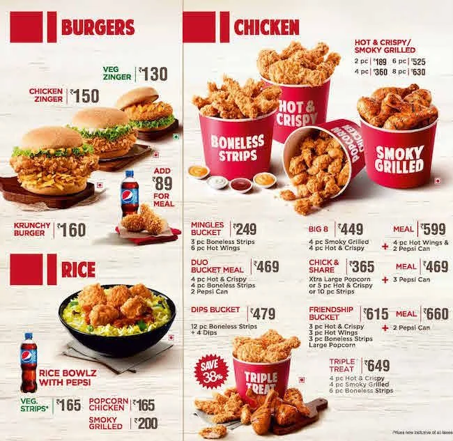 KFC Box Meals Menu