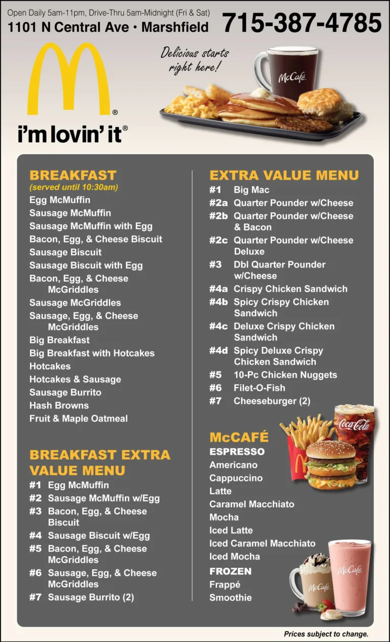 McDonald’s Menu & Updated Prices in South Africa 2024