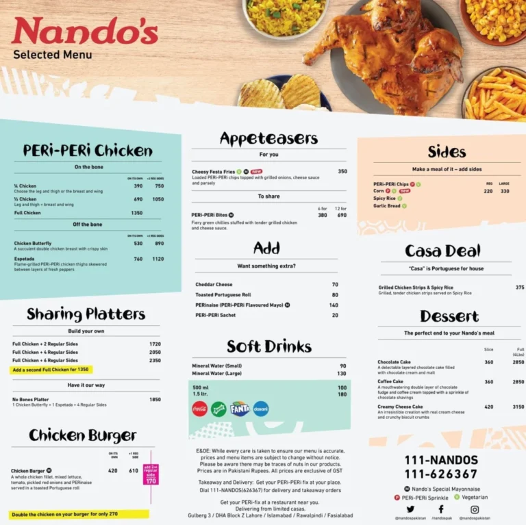 Nandos Menu & Updated Prices in South Africa 2024