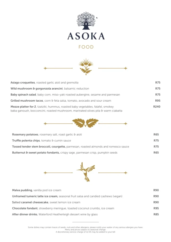 Asoka Restaurant Sharing Plates Menu