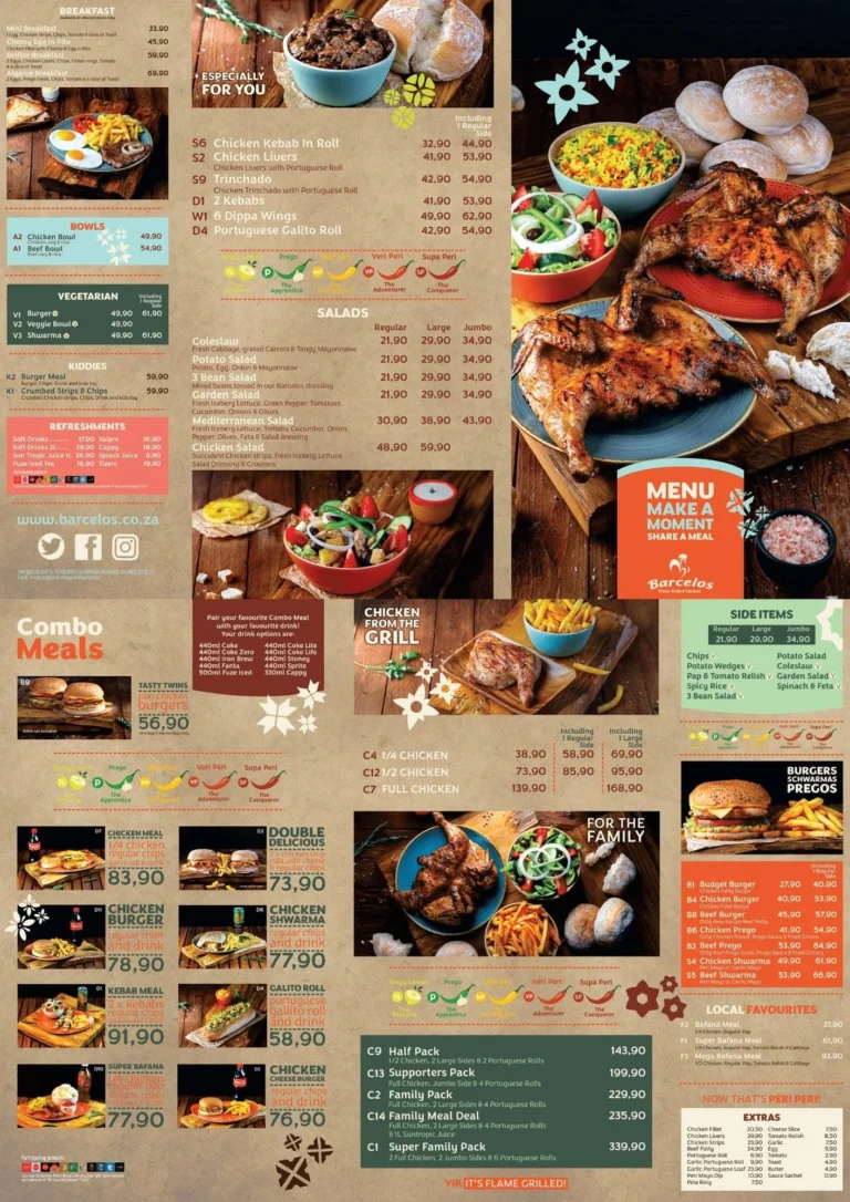 Barcelos Menu & Updated Prices in South Africa 2024