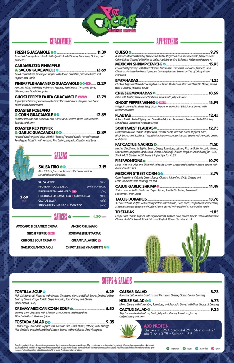 Fat Cactus Menu & Updated Prices in South Africa 2024