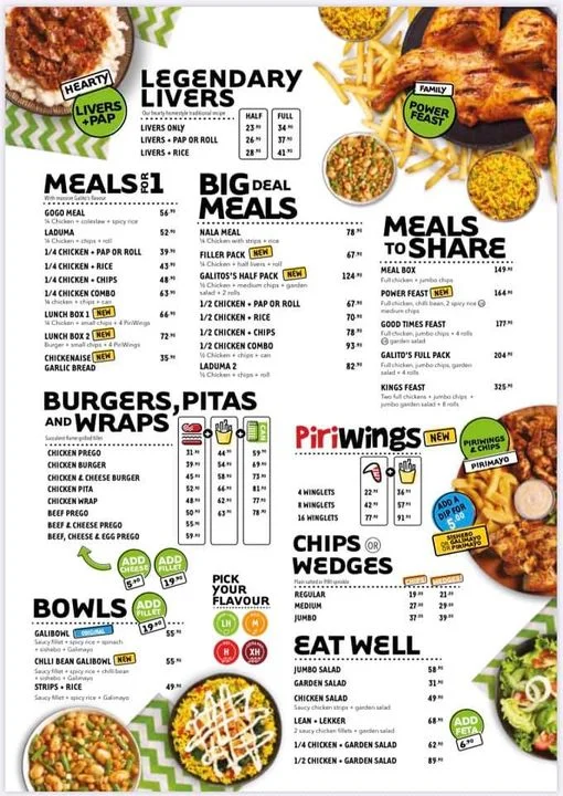 Galitos Menu & Updated Prices in South Africa 2024