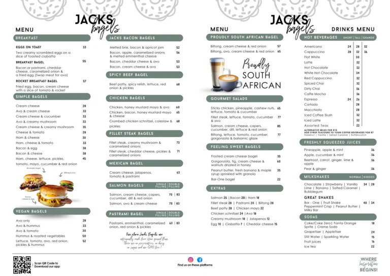 Jack’s Bagels Menu & Updated Prices in South Africa 2024