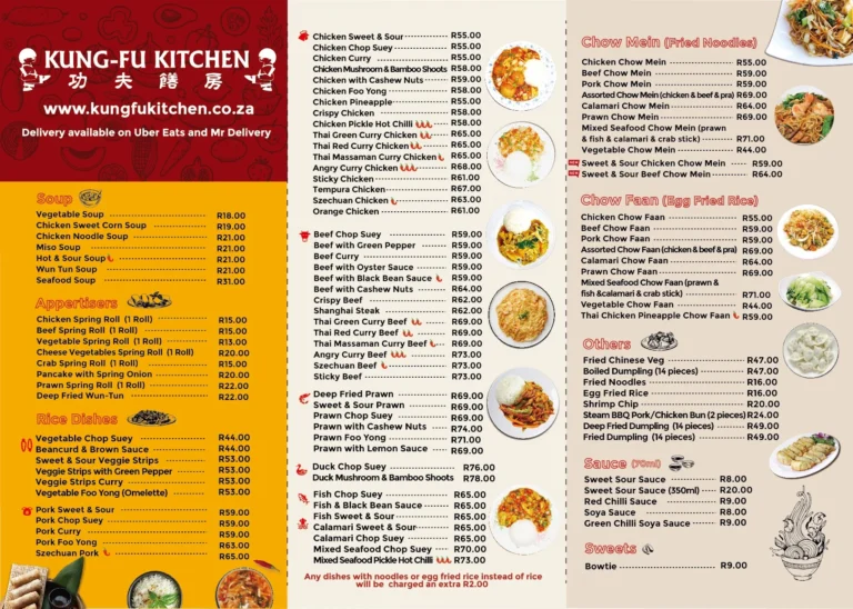 Kung Fu Kitchen Menu & Updated Prices in South Africa 2024