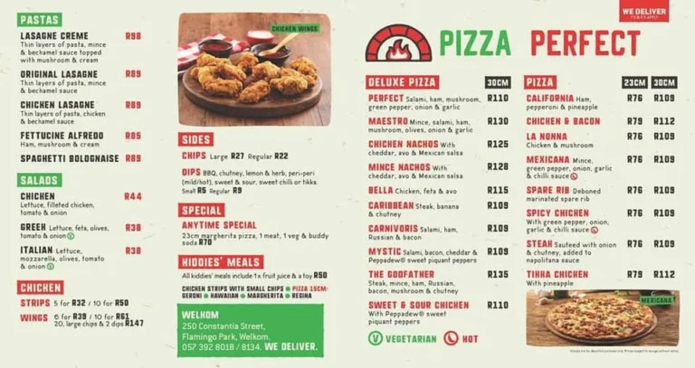 Pizza Perfect Menu & Updated Prices in South Africa 2024