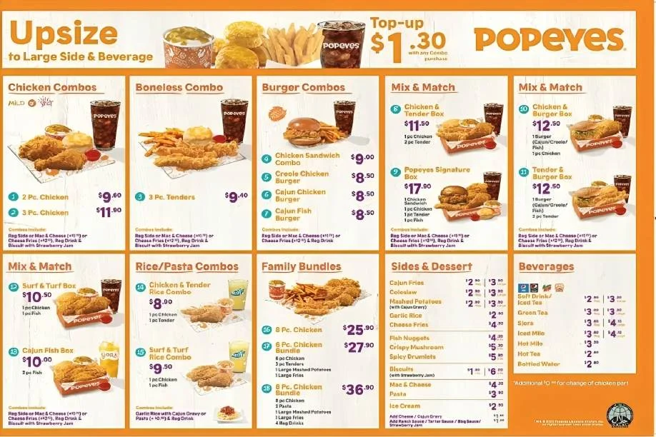 Popeyes Menu Updated Prices in South Africa 2024