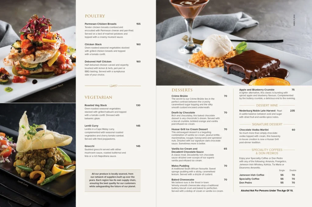 The Hussar Grill Poultry Menu