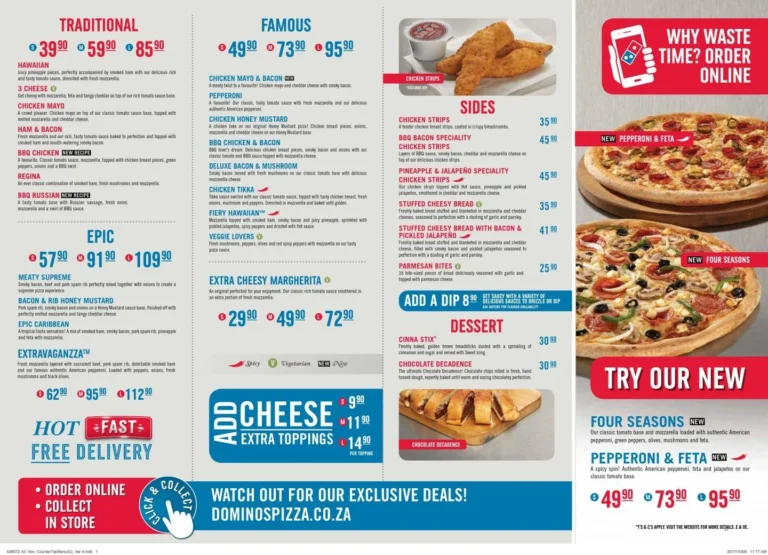 Domino’s Pizza Menu & Updated Prices in South Africa 2024