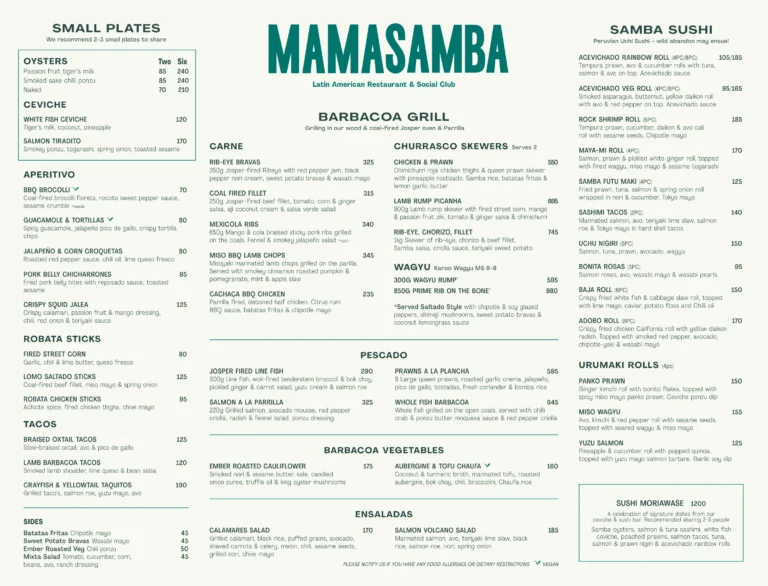 Mamasamba Menu & Updated Prices in South Africa 2024 