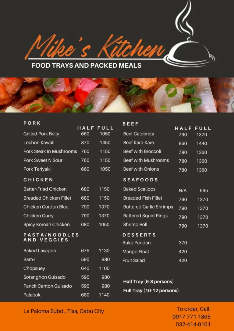 Mike’s Kitchen Menu & Updated Prices in South Africa 2024
