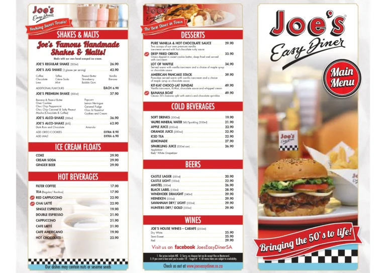 joe Cools Menu & Updated Prices in South Africa 2024 
