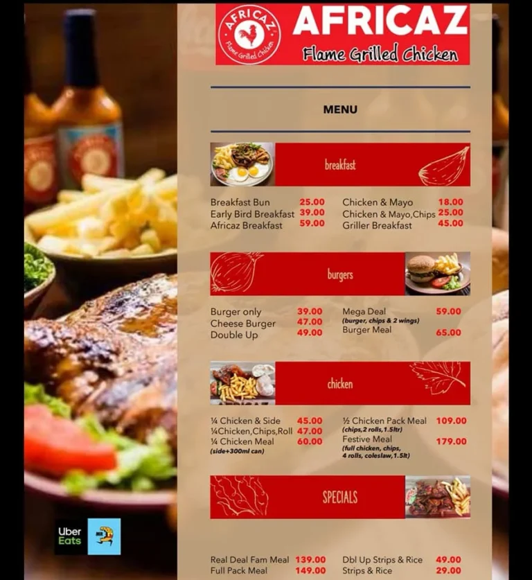 Africaz Menu & Updated Prices in South Africa 2024 