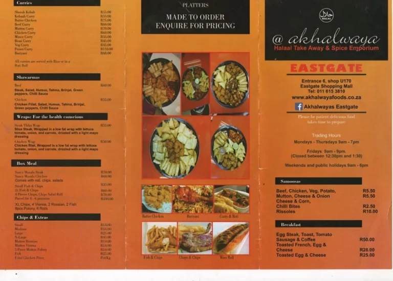 Akhalwayas Menu & Updated Prices in South Africa 2024