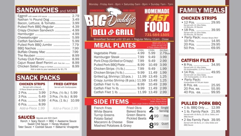 Big Daddy’s Menu & Updated Prices in South Africa 2024