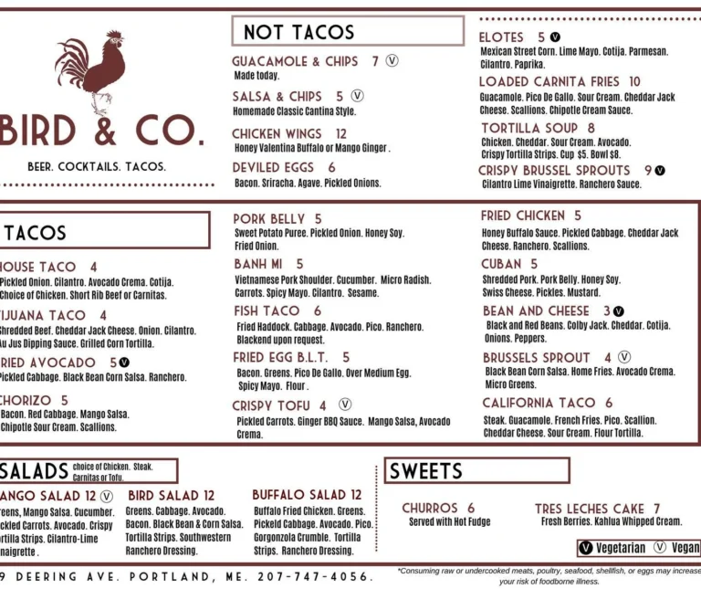 Bird And Co Menu & Updated Prices in South Africa 2024