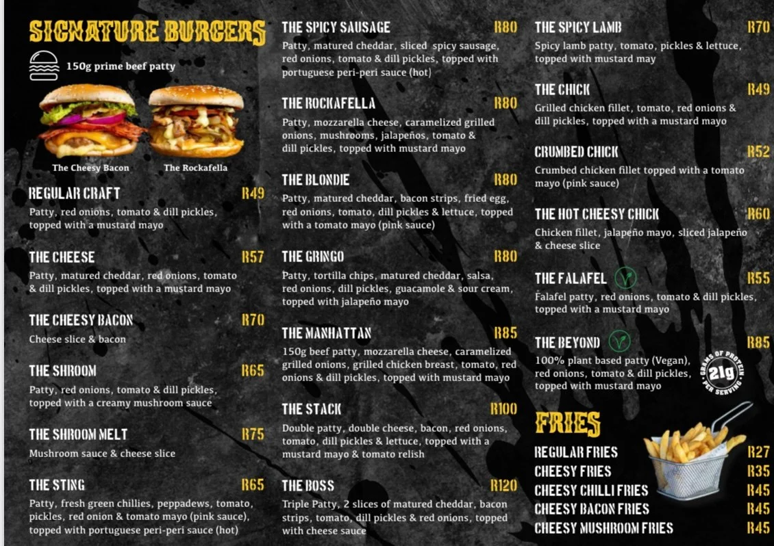 Burgerack Menu Prices