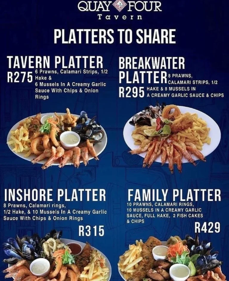 Quay Four Restaurant Menu & Updated Prices in South Africa 2024