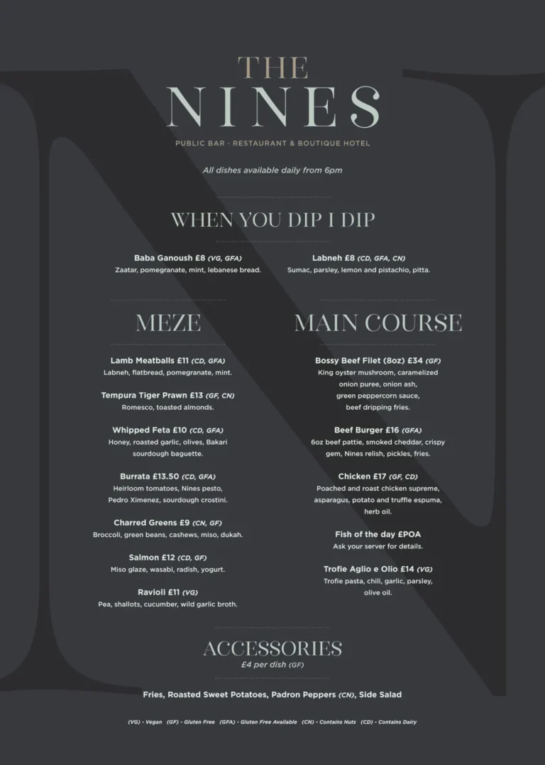The Nines Menu & Updated Prices in South Africa 2024 
