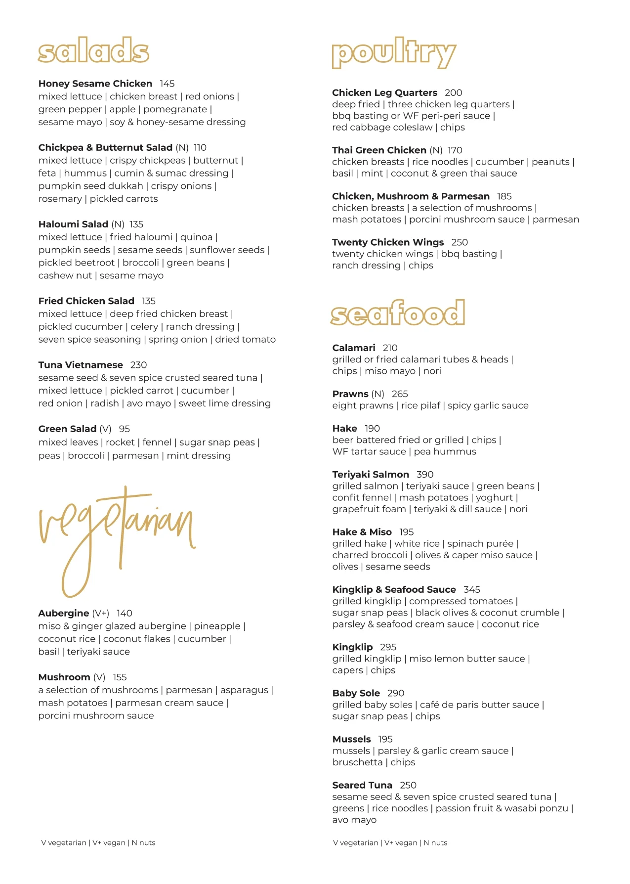 Wood and Fire Menu Prices