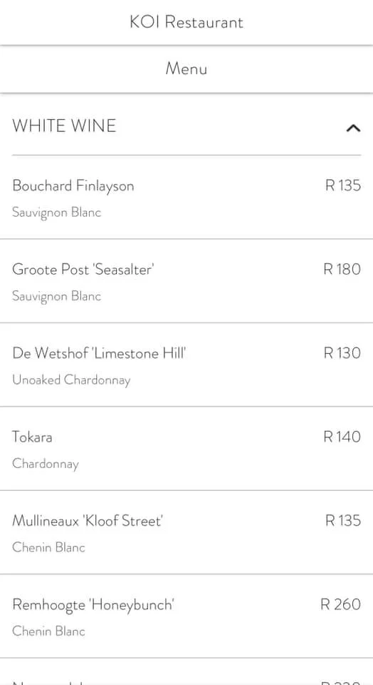 koi Menlyn Maine Menu & Updated Prices in South Africa 2024