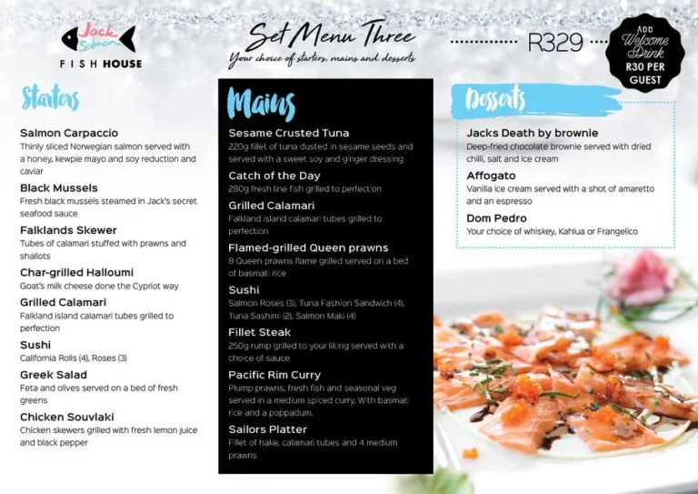 Jack Salmon Menu & Updated Prices in South Africa 2024