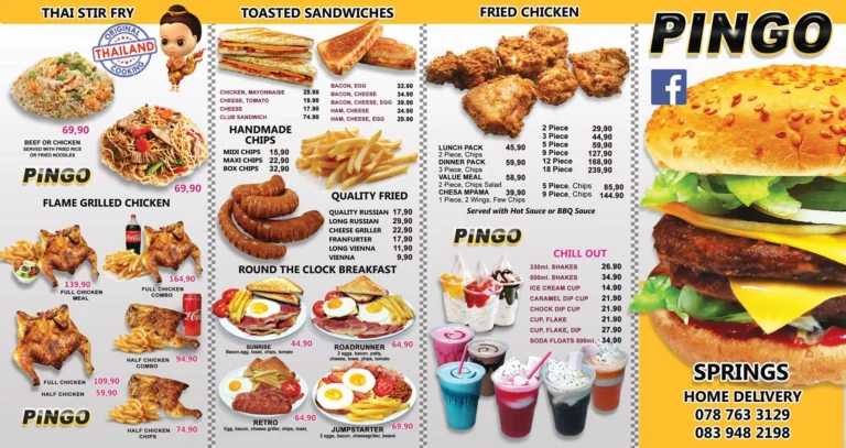 Pingos Menu & Updated Prices in South Africa 2024