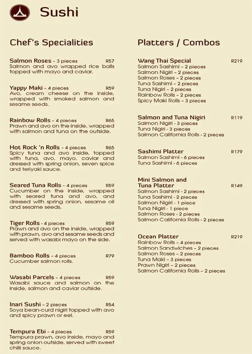 Wang Thai Menu & Updated Prices in South Africa 2024