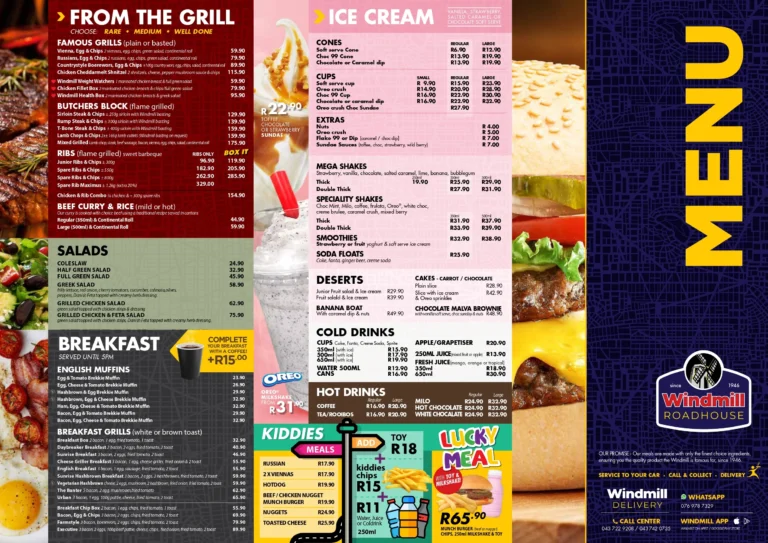 Windmill Menu & Updated Prices in South Africa 2024