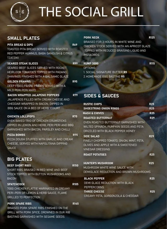 The Social Grill Menu & Updated Prices in South Africa 2024